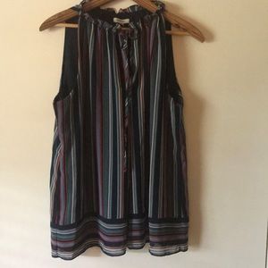 Colorful striped Max Studio size large keyhole top